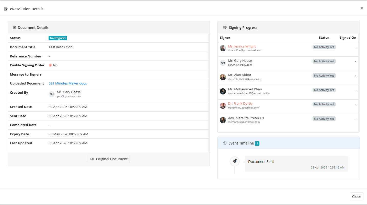 Resolution Details Track